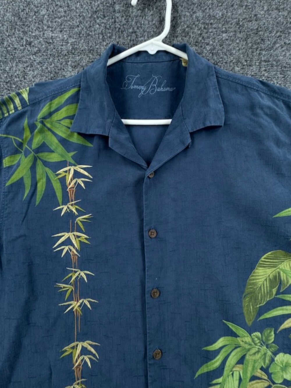 Tommy Bahama Loop Logo Mens All Silk Camp Medium Floral Short Sleeve Blue Green